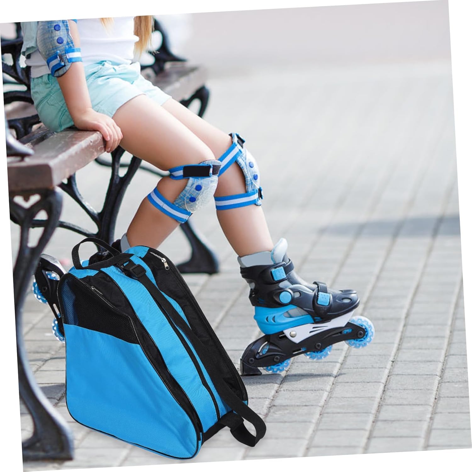 Happyyami Roller Skates Bag Spacious Storage for Skating Shoes Versatile Shoulder and Backpack Design Stylish Semi-mesh Organizer for Ice and Roller Skates