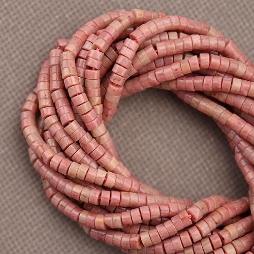 Miniatura 2 de 150 cuentas espaciadoras naturales de rodocrosita natural, sueltas, semipreciosas, redondas, redondas, cuentas de disco Heishi para abalorios y