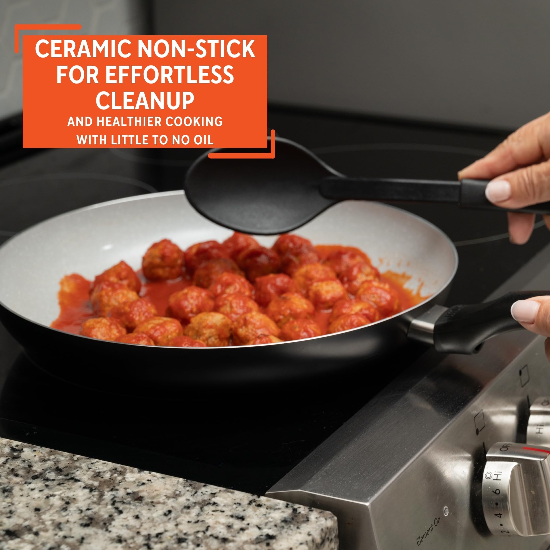 IMUSA 12" Speckled Gray Ceramic Fry Pan -4