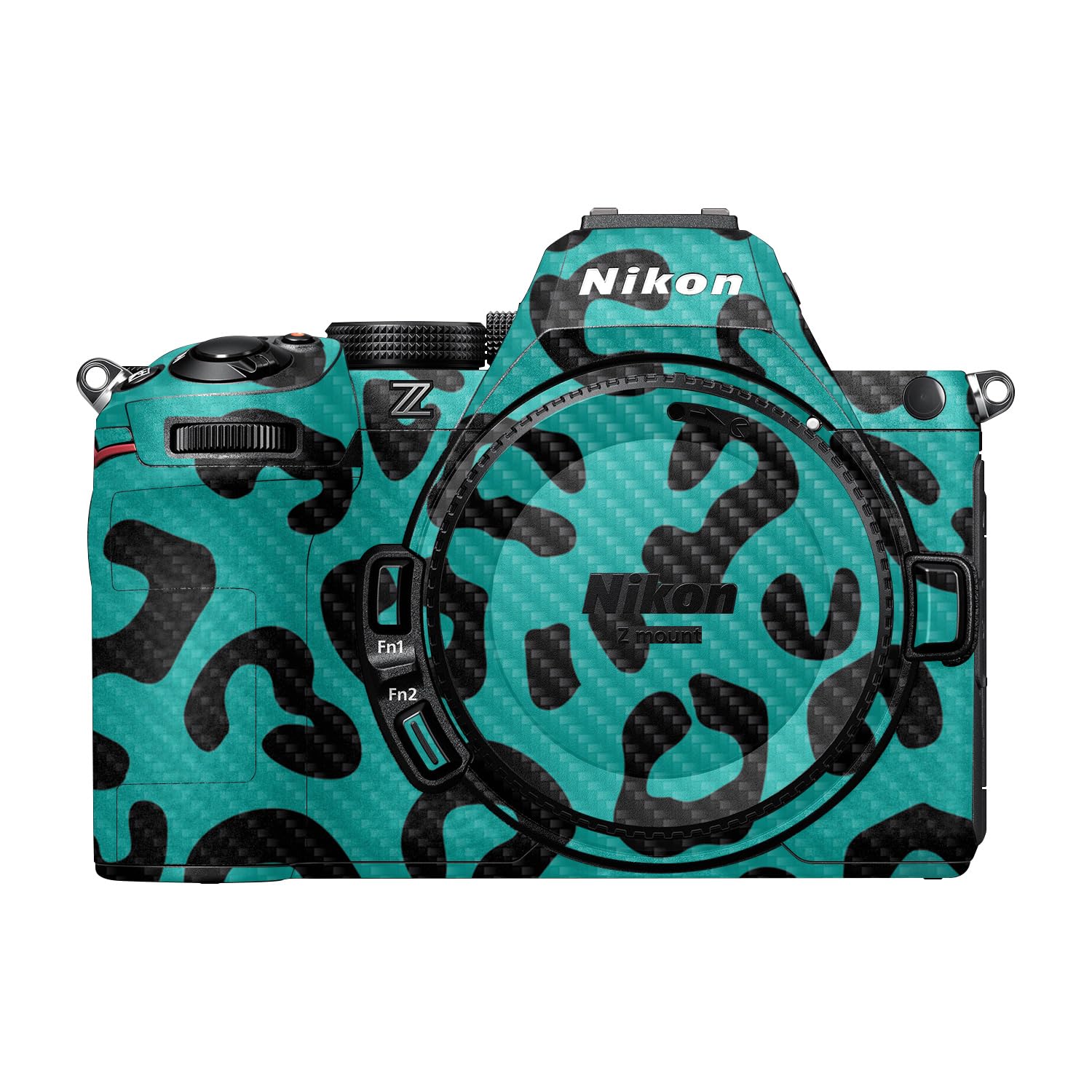 Carbon Fiber Camera Skin Compatible with Nikon Z5 II (2025) - Teal Leopard - Premium 3M Vinyl Protective Wrap Decal Cover - Easy to Apply | Crafted in the USA by MightySkins