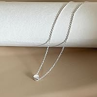 Vista 3 de Annika Bella Collar de cuentas pequeñas, collar de 14 pulgadas, gargantilla de cadena ajustable, gargantilla con dije de lunares, joyería de plata