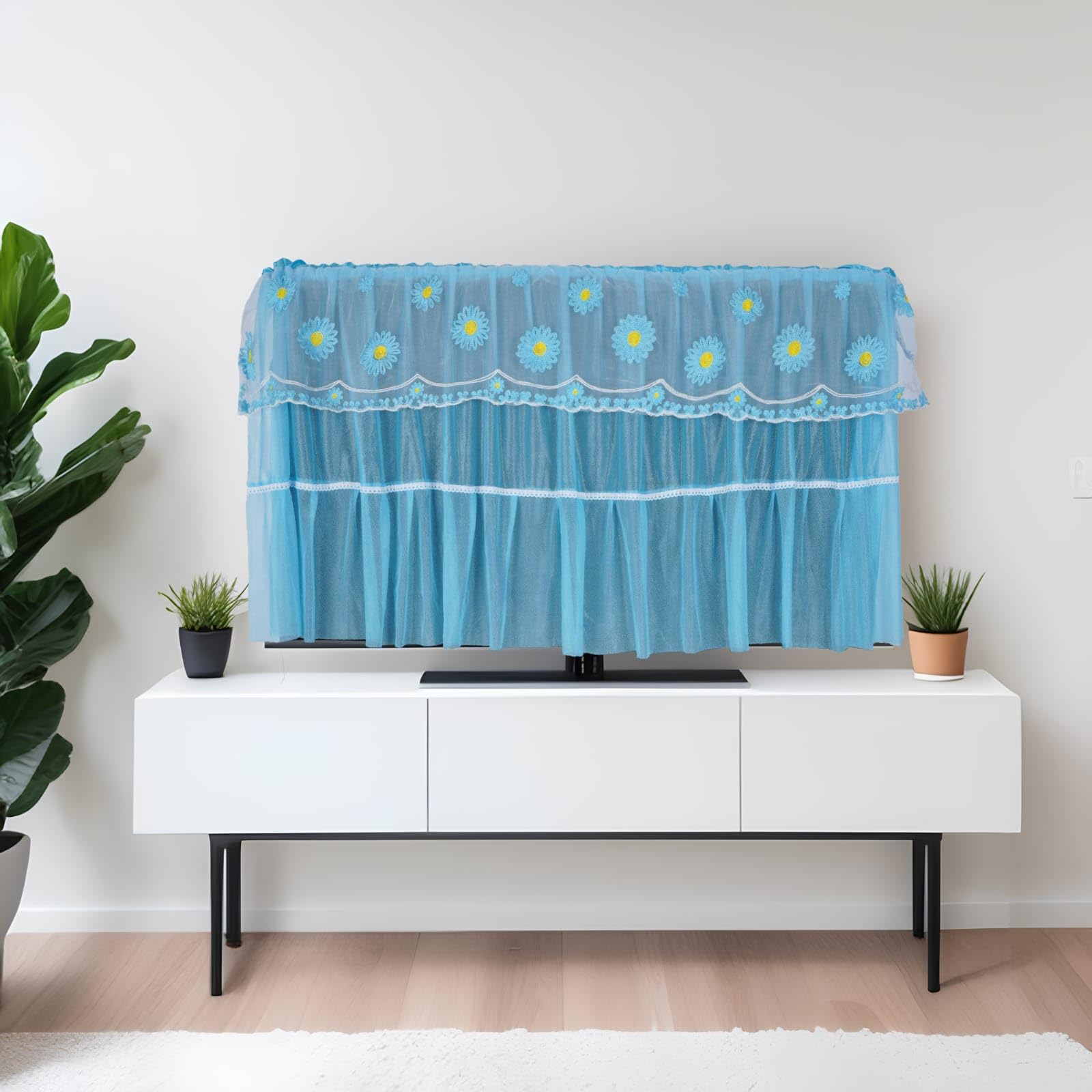 POWERUP BAR - Naturally Simple! Tempered Glass Pe Lace Lcd Tv Cover Household Hanging Tv Cover One Piece (Blue, 40 to 45) (B0D7MD56QR) Amazon Price History, Amazon Price Tracker