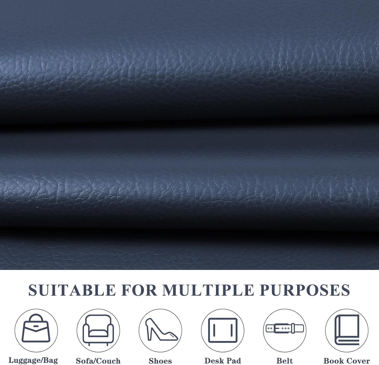 Faux Leather Fabric, 55" Wide Upholstery Fabric by The Yard Marine Vinyl Fabric Outdoor Pu Leather Waterproof Sheets Fabric for Crafts Sewings Sofa Wallets Handbag Earrings Bows 3 Yard Navy Blue