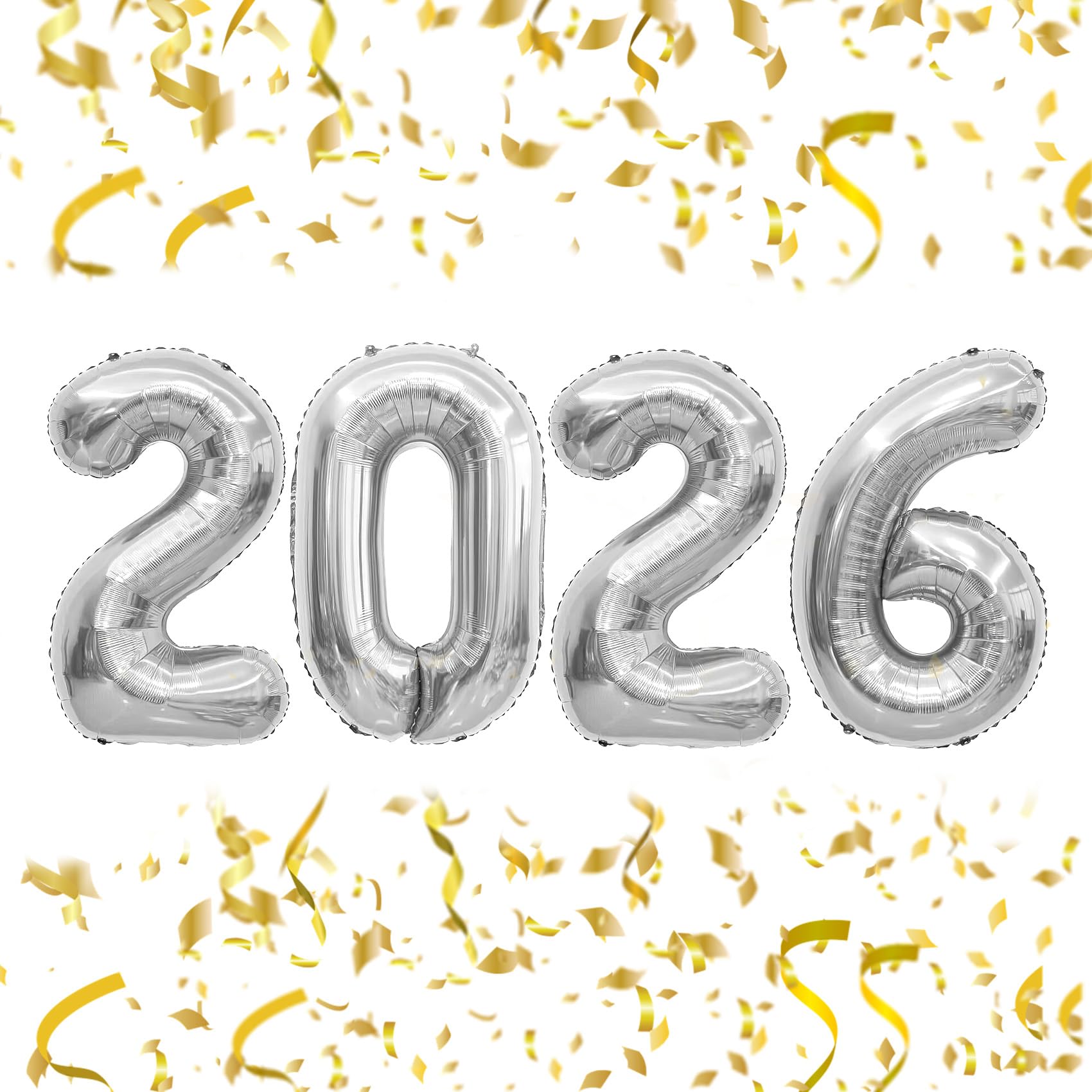 Photo 1 of 2026 Balloons 40 Inch 2026 Balloon Numbers Silver for New Years Decorations New Years Balloons for Graduation Nye Decoration Mylar Foil 20 26 Globos De Año Nuevo for Graduation Silver Party Supplies