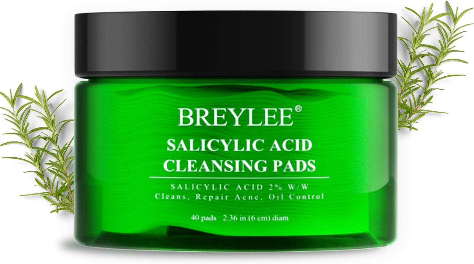Cleansing Pads, BREYLEE Acne Cleansing Pads Acne Treatment Pads with 2% Salicylic Acid for Deep Cleansing & Facial Oil Control & Improving Blackheads and Acne, Soothe and Repair Skin（40 pads）