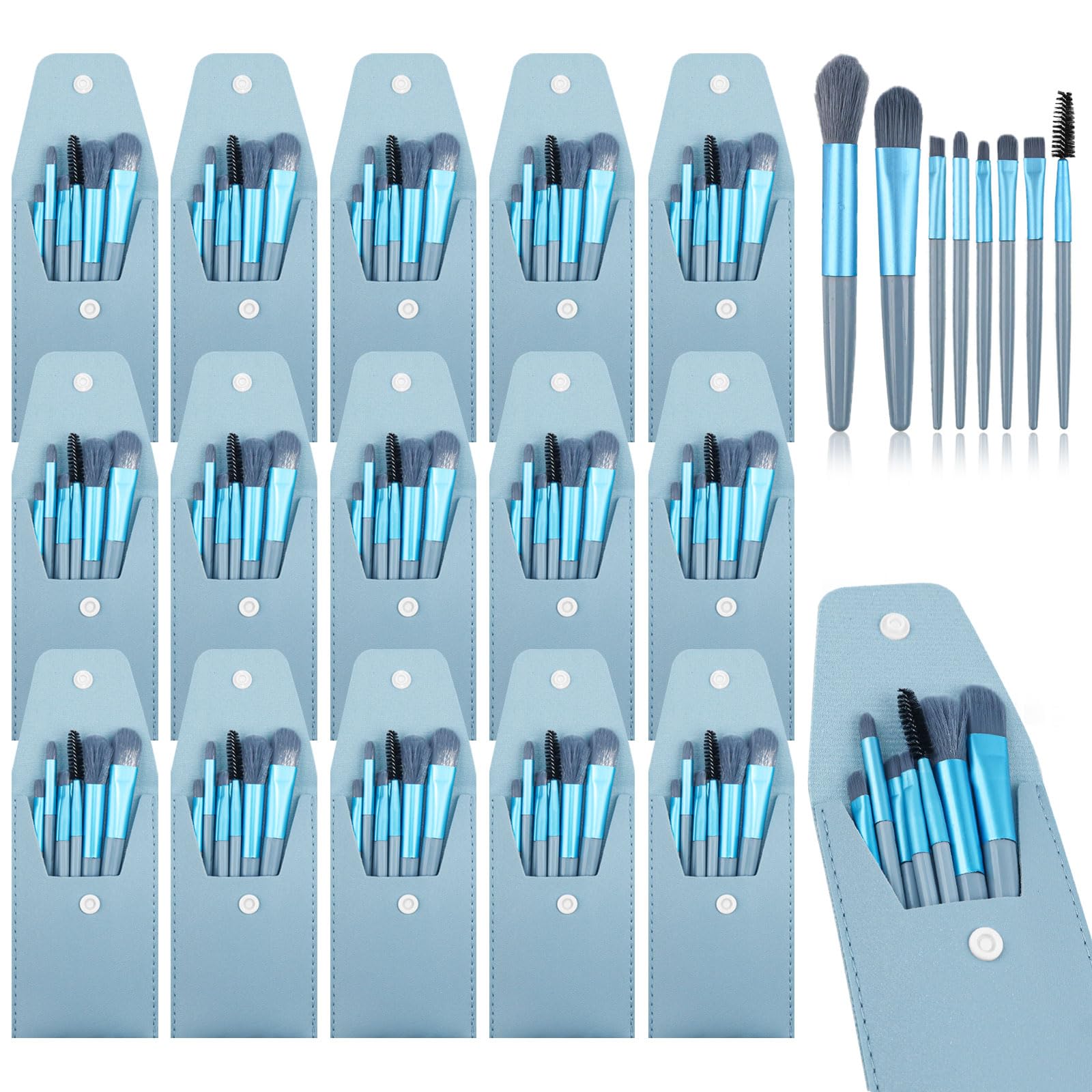 Juego de 15 brochas de maquillaje de tamaño de viaje, mini brochas de maquillaje para la cara, bolsa para maquillaje, recuerdos de
