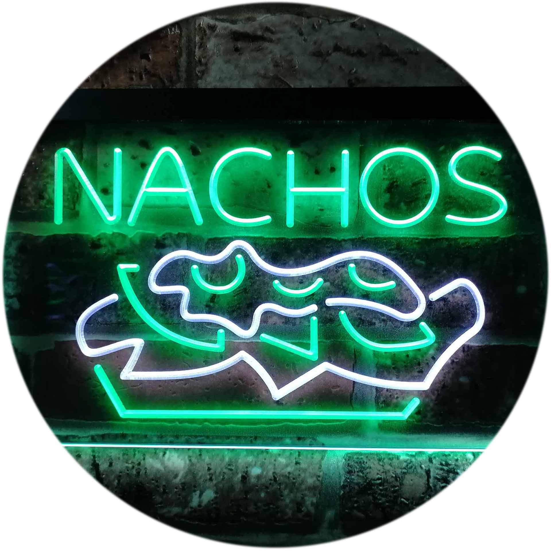 Nachos Café Dual Color LED Enseigne Lumineuse Neon Sign Blanc et vert 600 x 400mm st6s64-i0314-wg