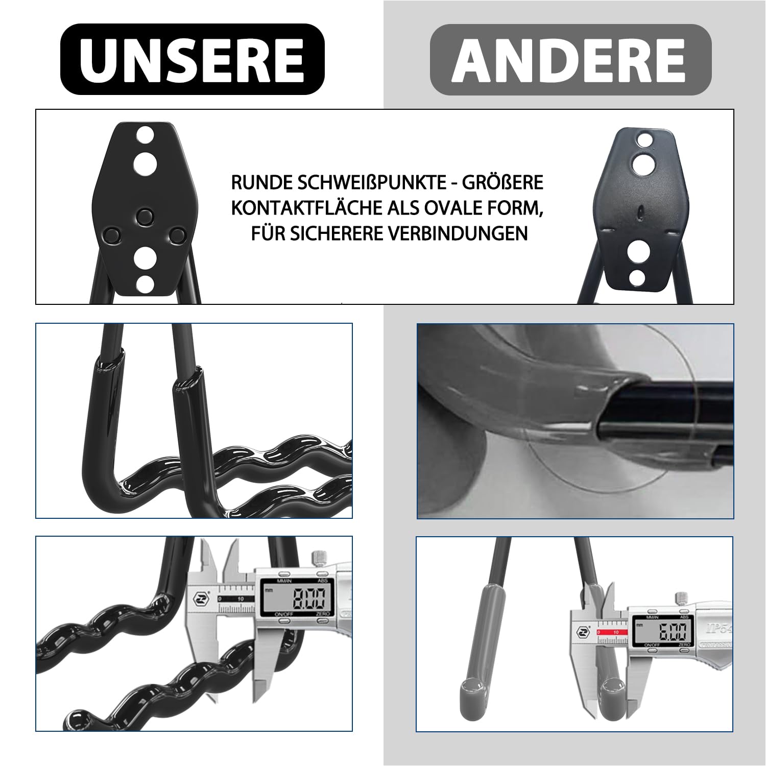3-H 14 Stück Garagenhaken Schwerlast Wandhaken, Doppelhaken mit 3 runden Schweißpunkten für maximale Tragkraft, zur Aufbewahrung von Gartengeräten Leitern Elektrowerkzeugen in Garage & Garten, Schwarz