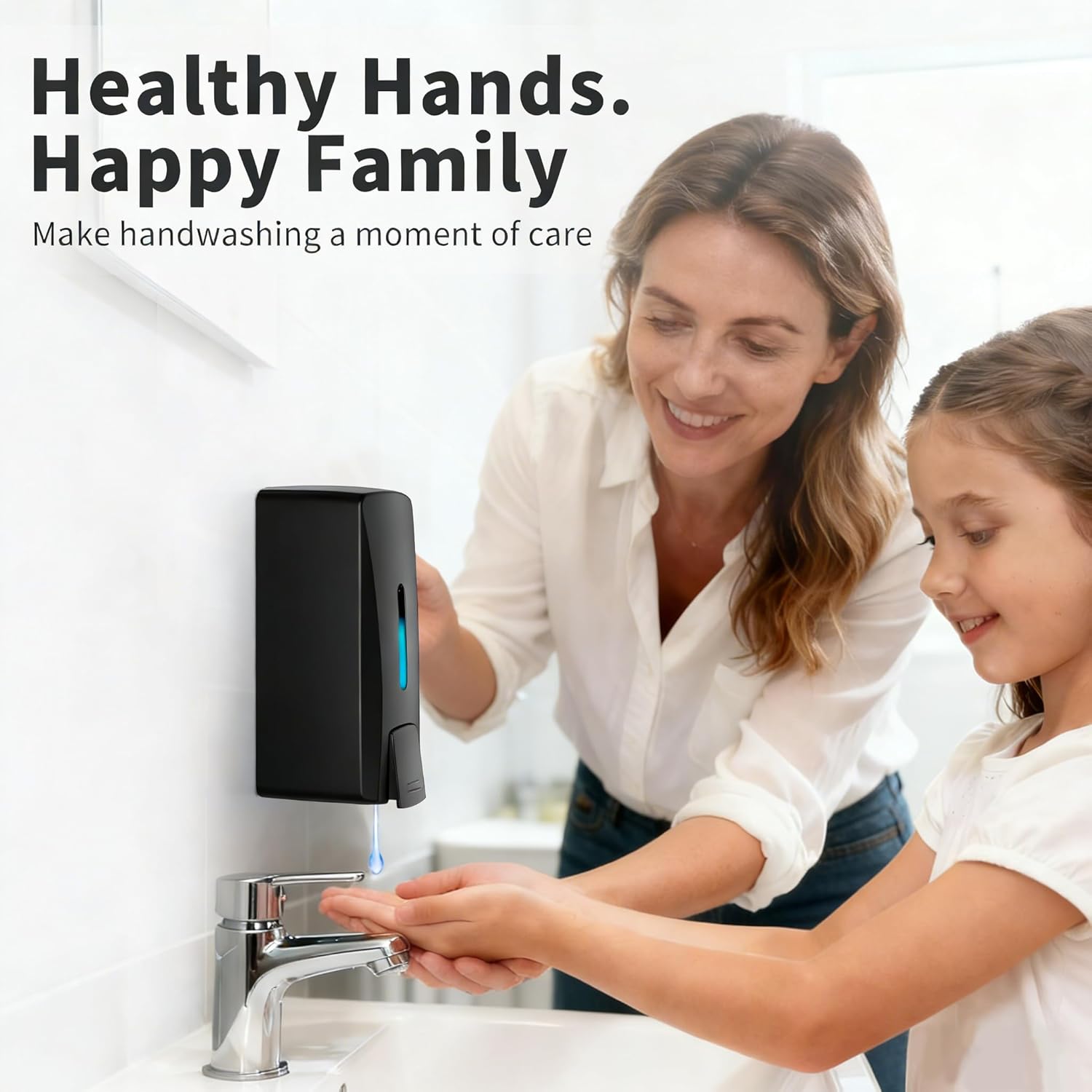 Commercial Soap Dispenser 33.8oz Wall Mount Hand Soap Dispenser for Kitchen & Bathroom with Visible Window & Funnel No-Drip Pump for Liquid Soap Shampoo Sanitizer – Drill or Adhesive Mount