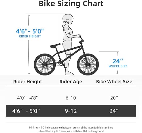 Miniatura 6 de JOYSTAR Brockway Freestyle - Bicicletas BMX para niños de 20 pulgadas y 24 pulgadas, bicicletas para niños de 6 a 14 años y ciclistas de nivel