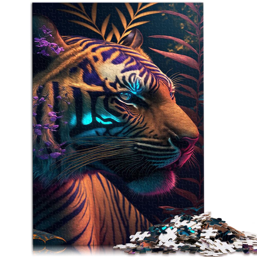 jigsaw puzzles for adults colorful abstract tiger 1000 Piece Jigsaw Puzzle Game for Adults & Kids Age 12 Years Up Cardboard Puzzles Relax Puzzles Games Size: 26x38cm