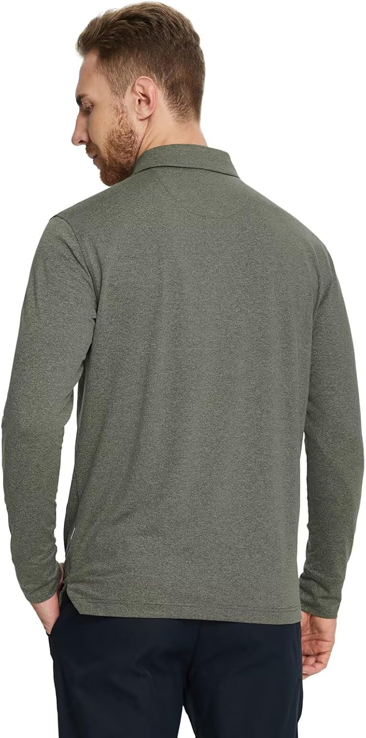 M MAELREG Golf Shirts for Men Dry Fit Performance Lightweight Heather Contrast Collar Mens Polo Shirts Short and Long Sleeve - Image 4