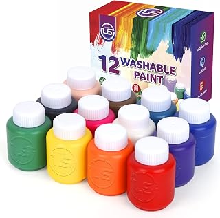 Washable Paint for Kids – 12 Count Finger Paint (2 oz Each) Tempera Paint - Non Toxic Kids Paint for Art, Craft – Kids Paint Set for School and Home Projects – Toddler Art Supplies Kit