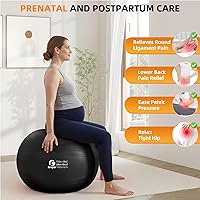 Vista 2 de Gruper Yoga Ball, Extra Thick Non Slip Exercise Ball for Workout, Birthing, Balance, Stability, Pregnancy, 4 Sizes Anti Burst Chair for Home and