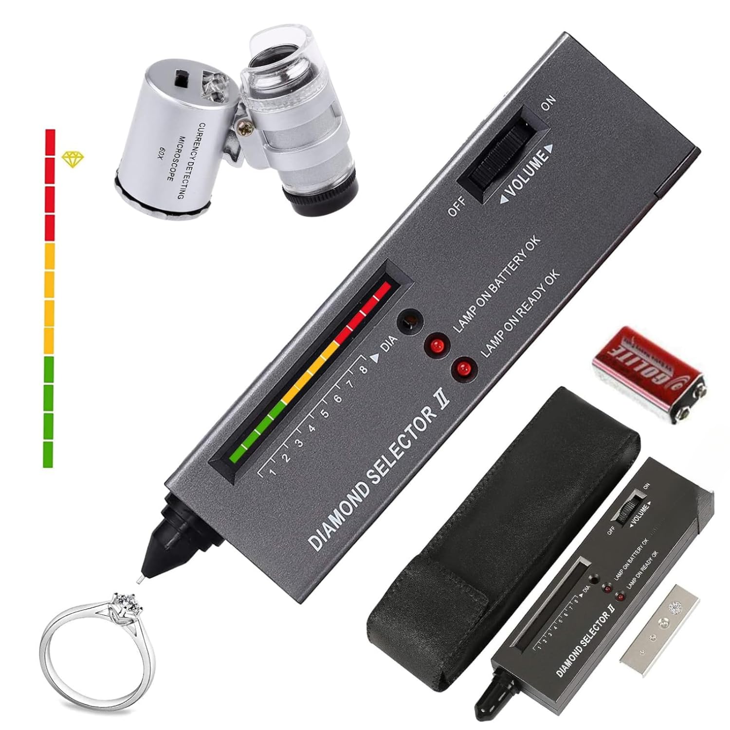 TOOLBUX Diamond Tester Pen with 60X Mini LED Magnifying Glass | Jewelry Diamond Selector with Thermal Conductivity Meter | Professional Diamond Testing Tool for Novice & Expert Jewelers (B0DG2C3KWJ) Amazon Price History, Amazon Price Tracker