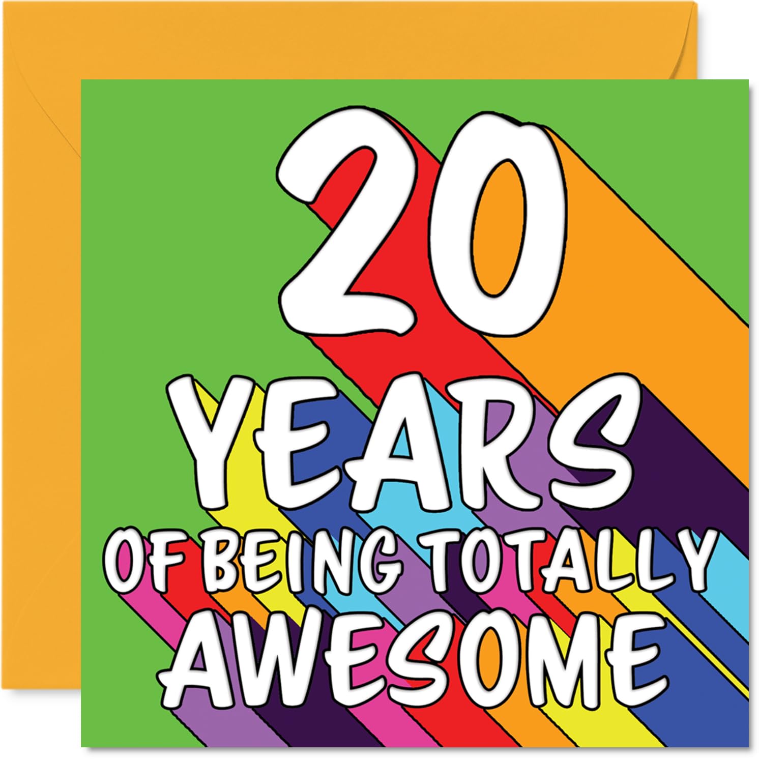 20th Birthday Cards for Men Women - Rainbow Awesome - Happy Birthday Card for 20 Year Old Man Woman Cousin Sister Uncle Daughter, 145mm Bday Greeting Cards