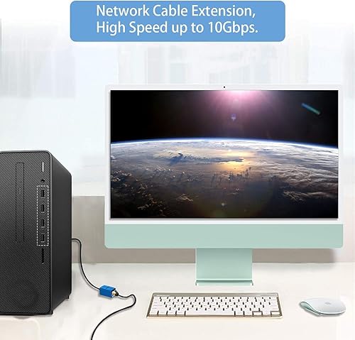 Vista 23 de Acoplador RJ45 Conector de extensión Ethernet, Cat7 Cat6 Cat5e Acoplador Ethernet hembra a hembra (azul 5 unidades)