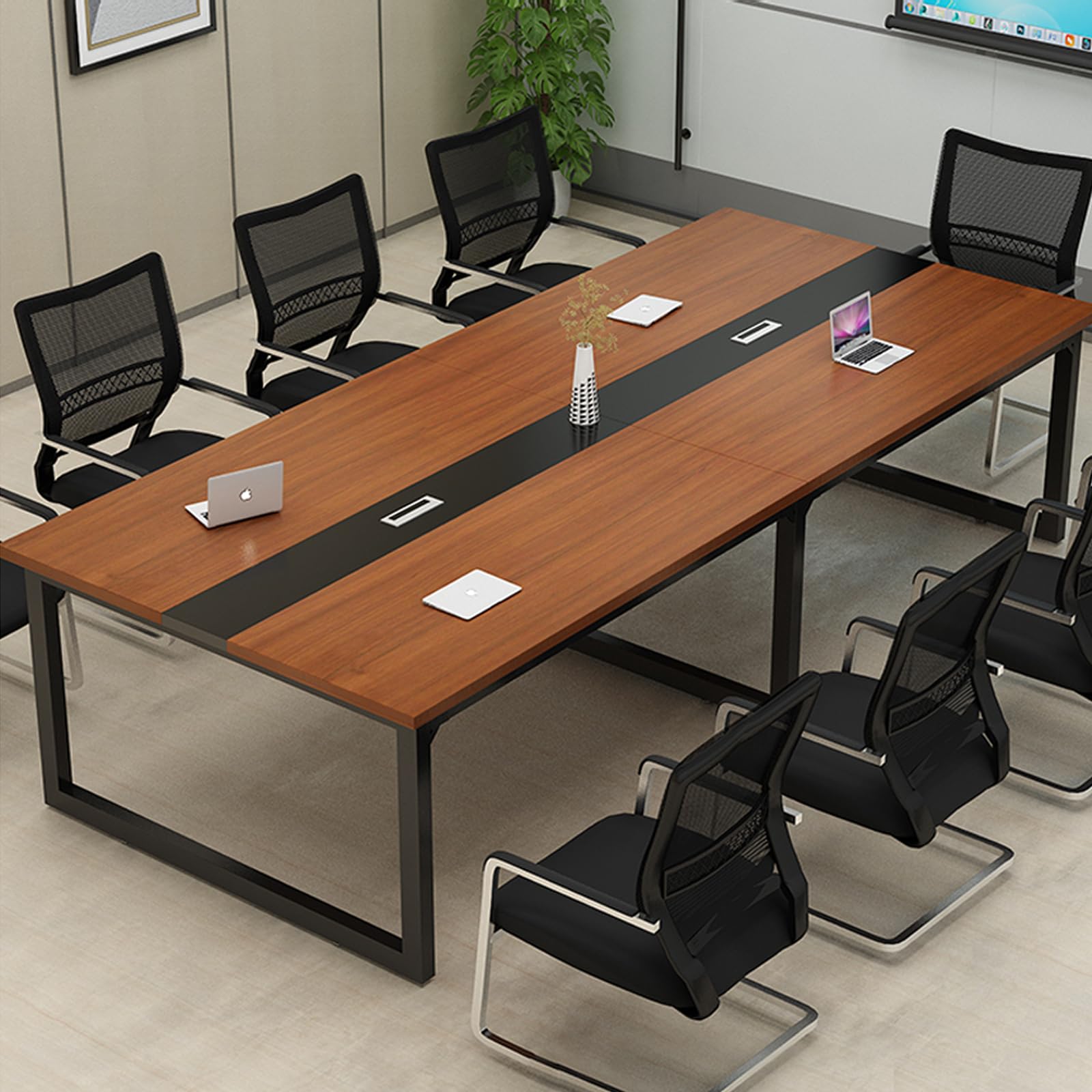 JSLJDM Tavolo da Conferenza per 10 Persone, Grande Tavolo Rettangolare per Seminari e Riunioni, Robusta Struttura in Metallo, 240x120x74cm