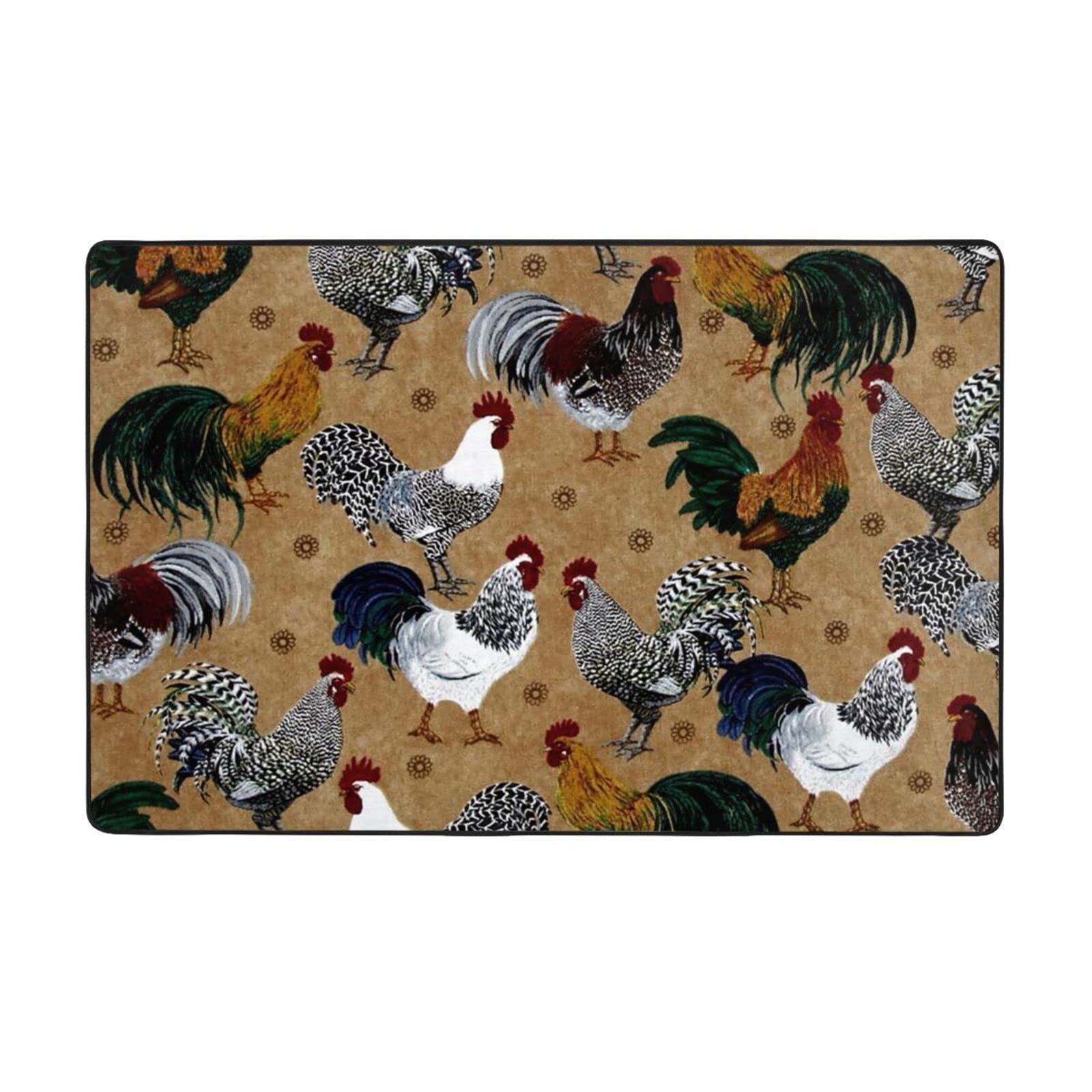 Tapis de chambre motif coq et poule pour une décoration de salle à manger chaleureuse