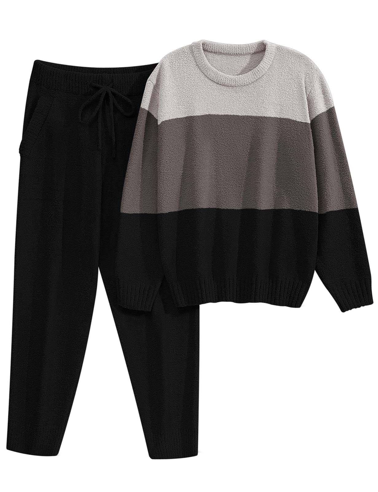 UMIPUBO Pigiama Uomo Invernale Pile Felpato Pigiami Due Pezzi Lunghi Caldo Maniche Lunghe Pantaloni Lunghi Regalo di Natale 2 Pz Set Abbigliamento