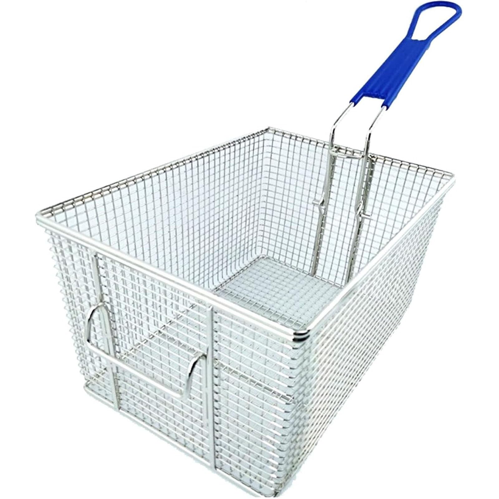 Cesta para freidora de acero inoxidable con diseño de malla cuadrada para uso profesional en la cocina