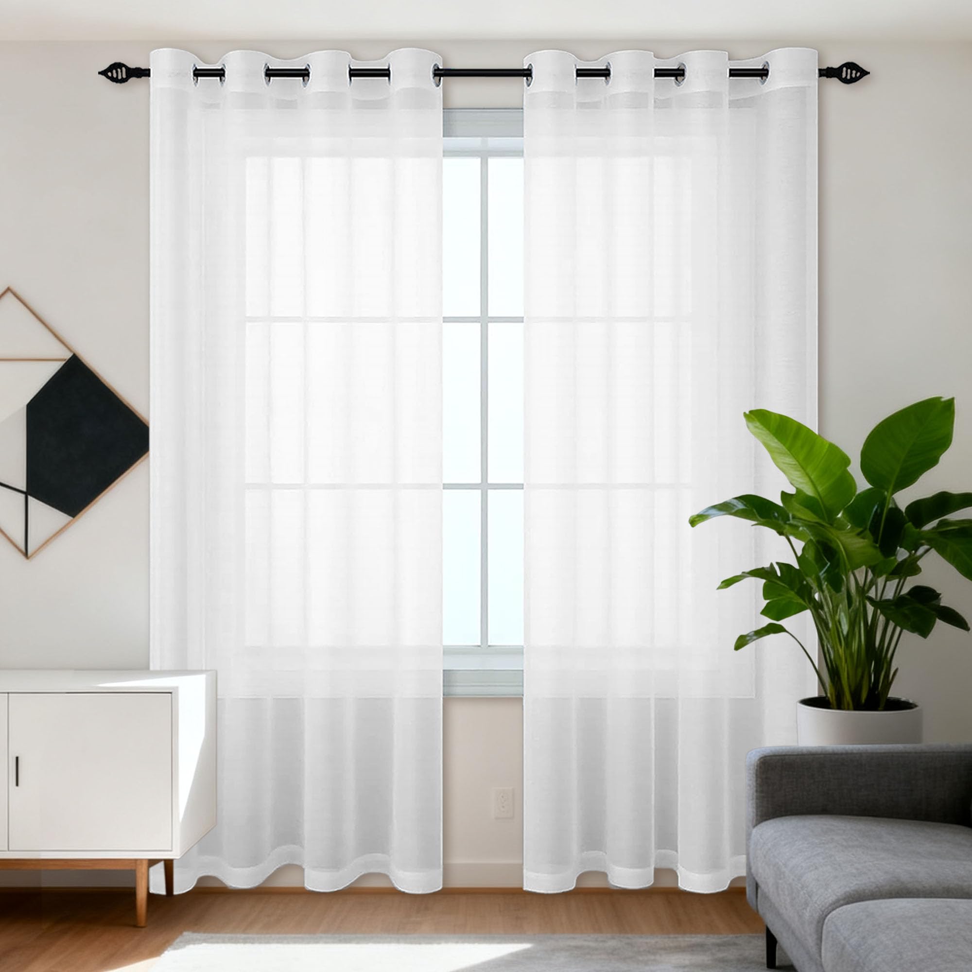 Rideaux voilages organza haut de gamme blanc tulle 350x350
