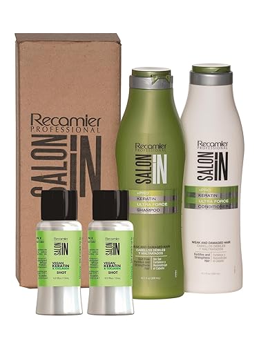 Saloon in Keratin Ultra Force - Juego de champú y acondicionador de 101 onzas 2 inyecciones de nano queratina