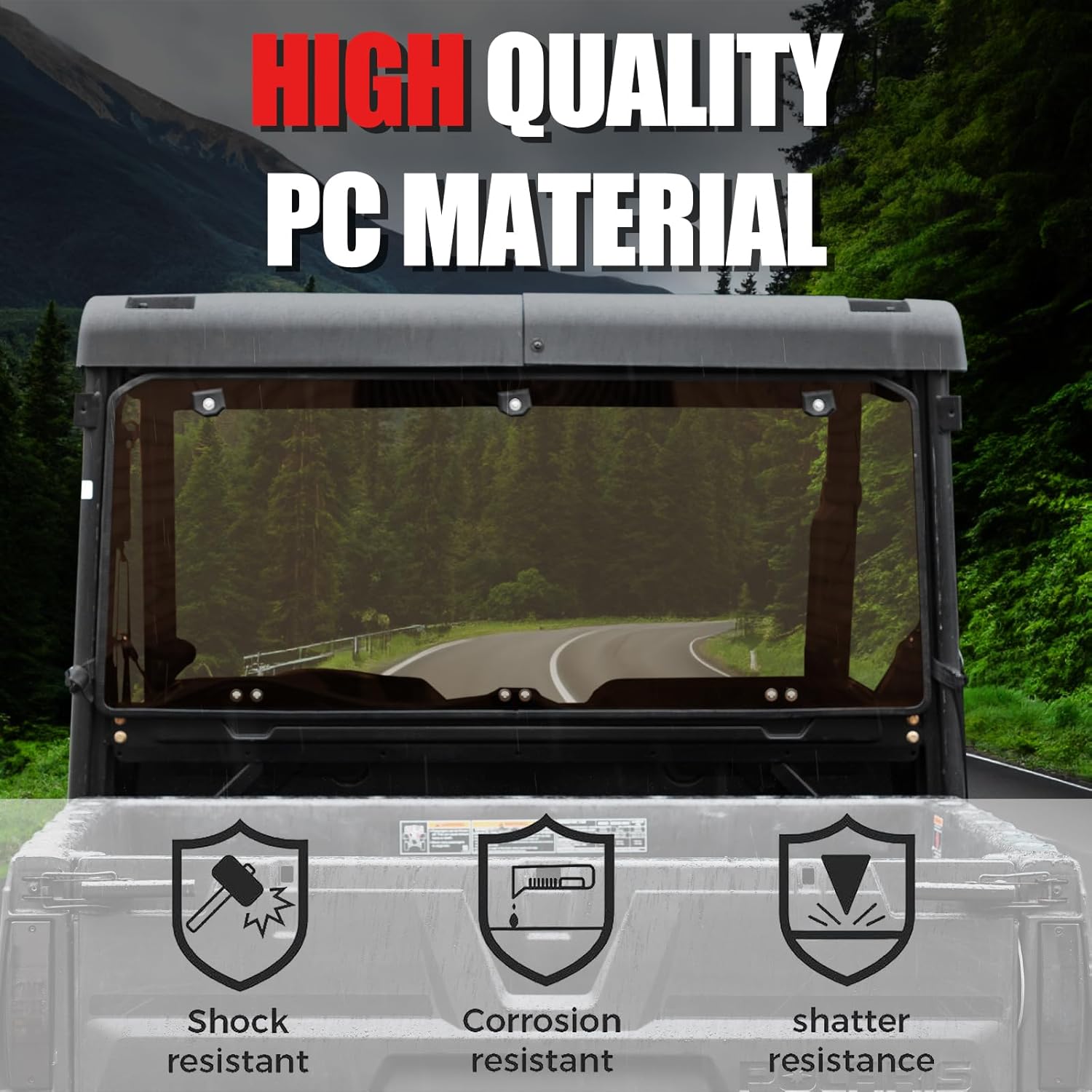 A & UTV PRO Tinted Rear Window for 2015-2025 Polaris Ranger 570/500/570 SP/Crew Midsize Windshield Accessories PC Rear Panel Back Window