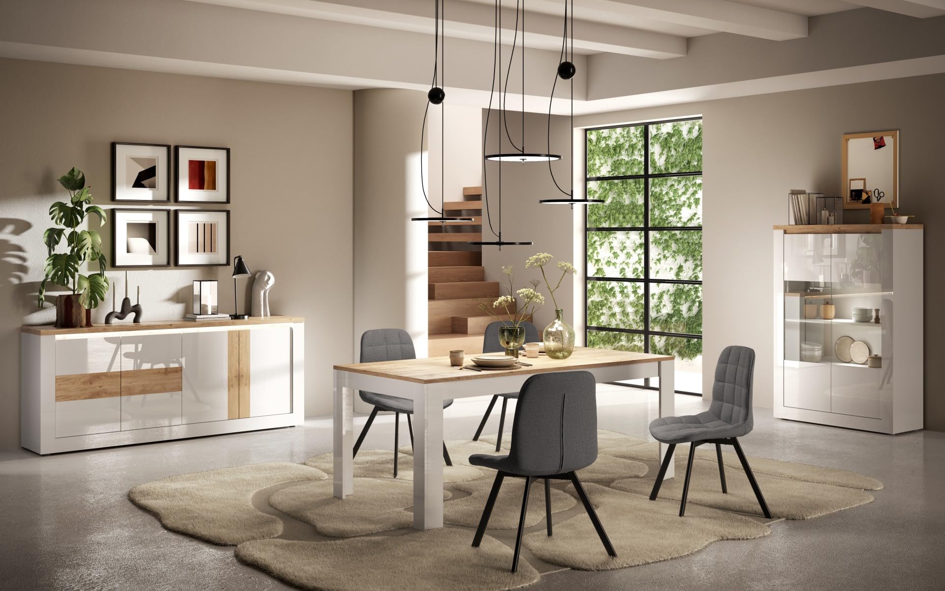 REDÒKASA Madia 4 ante Bianco/Cadiz Linea ISCHIA L 210 x H 84 x P 44, realizzato in legno 100% MADE IN ITALY, design moderno per cucina, sala da pranzo, soggiorno (Bianco/Cadiz)