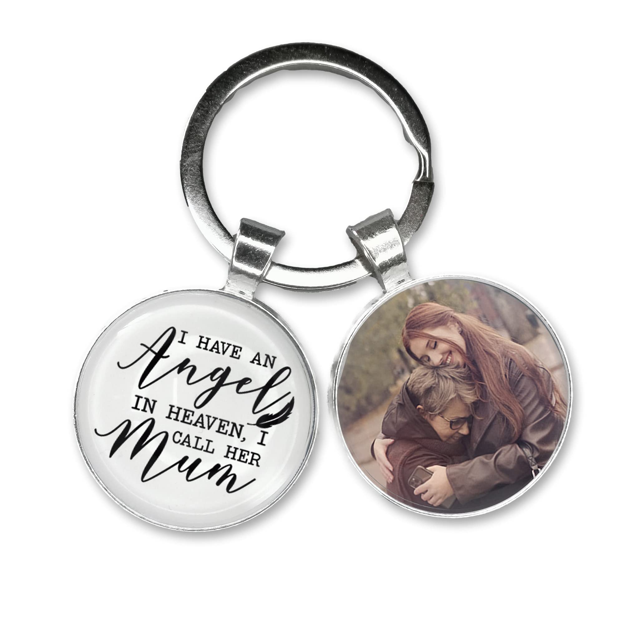 Gutegifts Women's Silver Personalised Photo Keyring Memorial Gifts In Loving Memorial Of Dad Grandad Mum Nanny Grandma Bereavement Remembrance Keepsake Keyring For Men