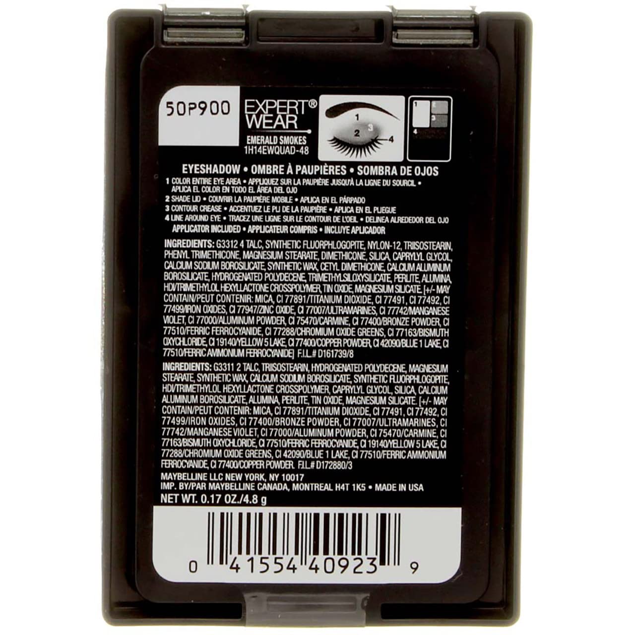Maybelline New York Expert Wear Eyeshadow Quad, Emerald Smokes [48Q] 0.17 oz (Pack of 4)