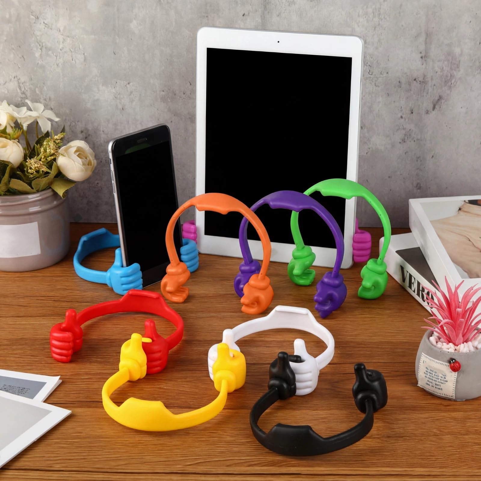 Yaomiao 50 supporti per telefono cellulare con pollice in alto, supporto per tablet, supporto regolabile per telefoni cellulari, smartphone, scrivania, ufficio, camera da letto, aereo, viaggi (colori