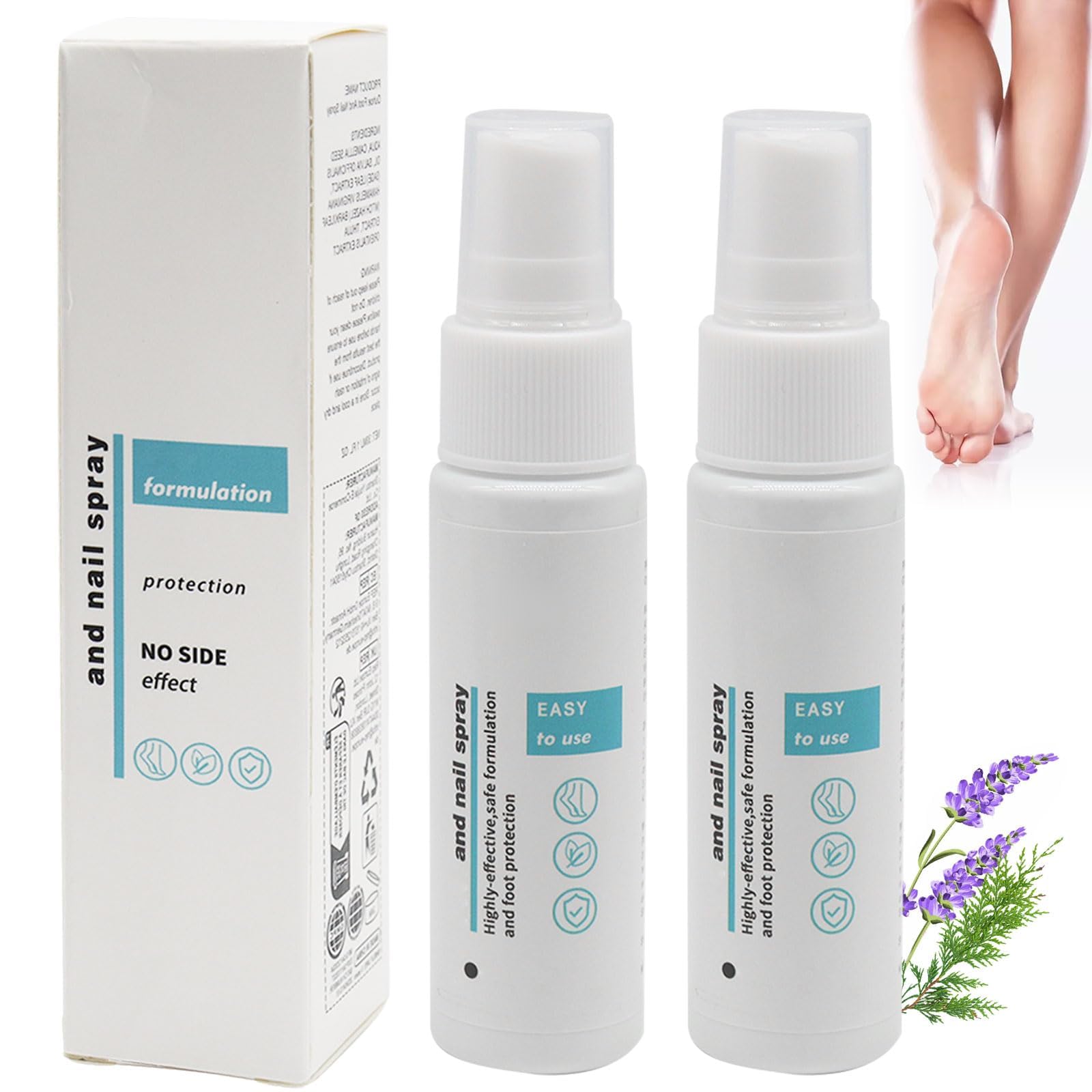 Spray para Hongos en Los Pies, 2 unidades para Pies y Uñas, Spray para Hongos en Las Uñas, Spray para Pies para Reparación de Uñas, control de olores, aerosol de pies para reparación de uñas