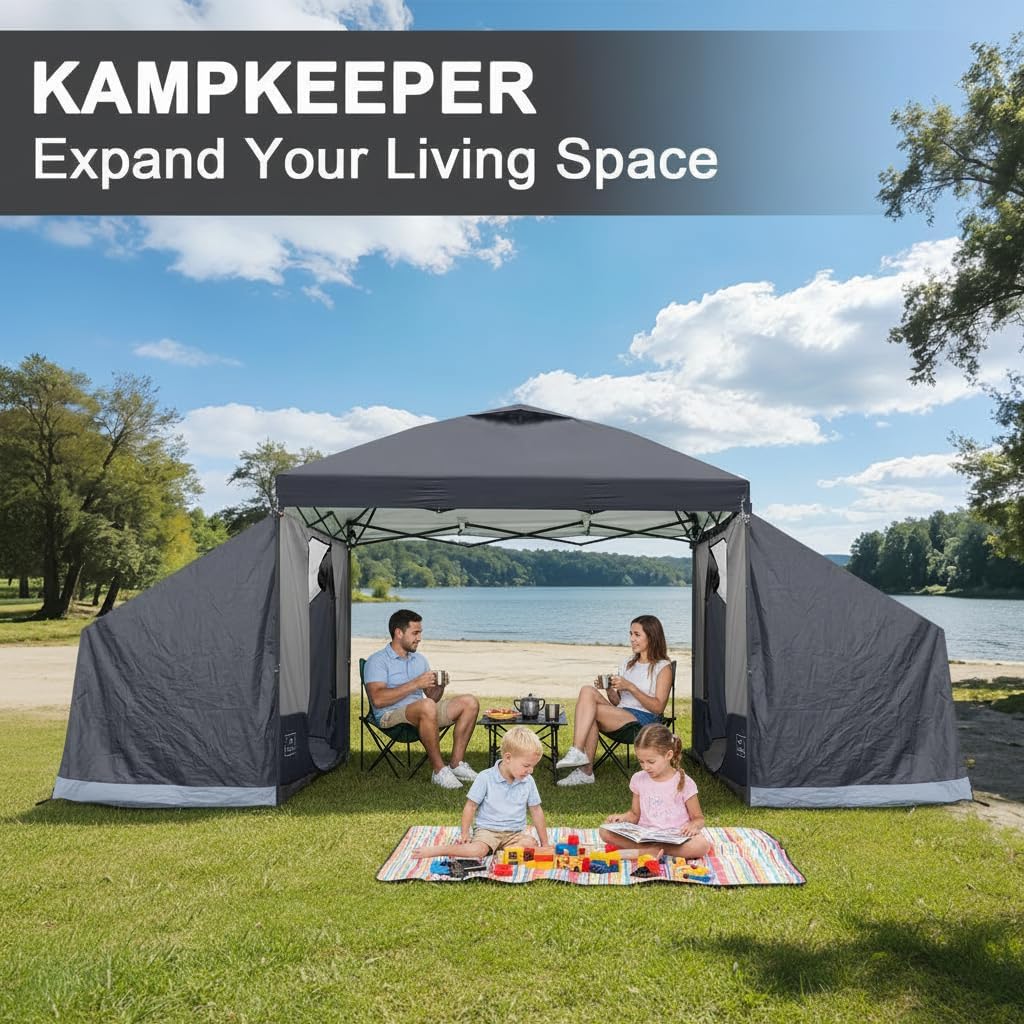 KAMPKEEPER Side Tent for 10x10 Canopy, Camping Cube, Instant Privacy Tent for Camping & Outdoor Events – Easy Set Up, Portable with Carry Bag