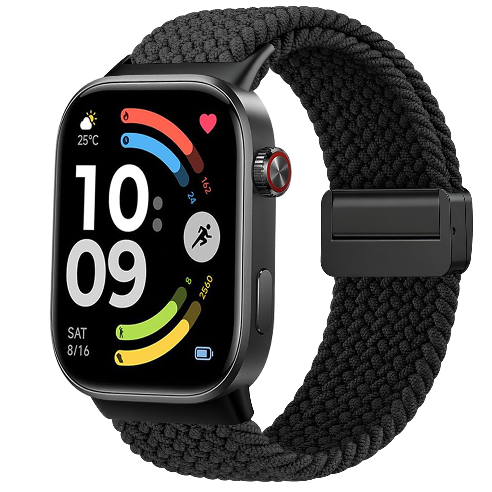 Tobfit Stretchy Strap for Xiaomi Smart Band 9 Pro/Mi Band 8 Pro/Redmi Watch 4/5, Braid Breathable Nylon Adjustable Quick Release Replacement Bands Black