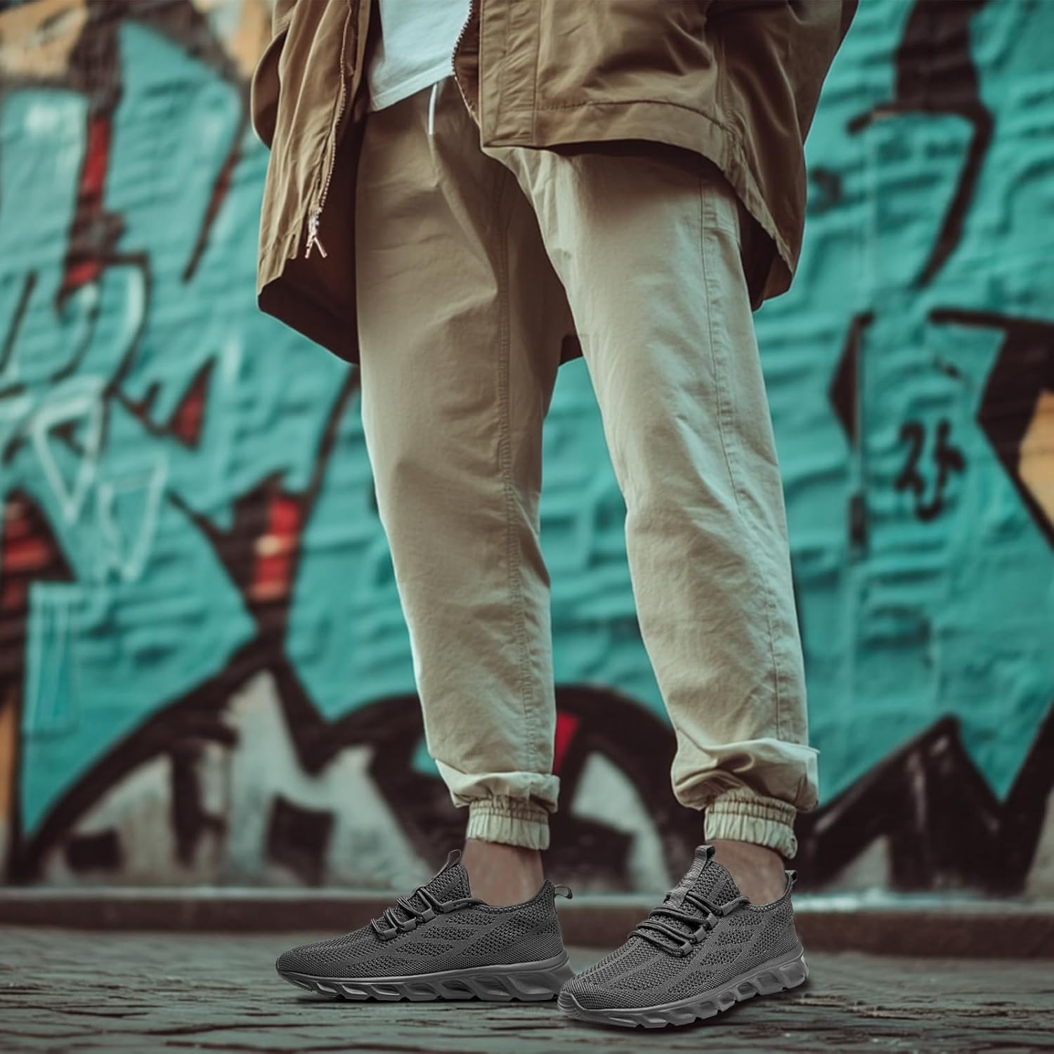 WCIDFY Mens Running Shoes Mesh Breathable Tennis Shoes Lightweight Walking Sneakers Comfortable for Gym - Image 3