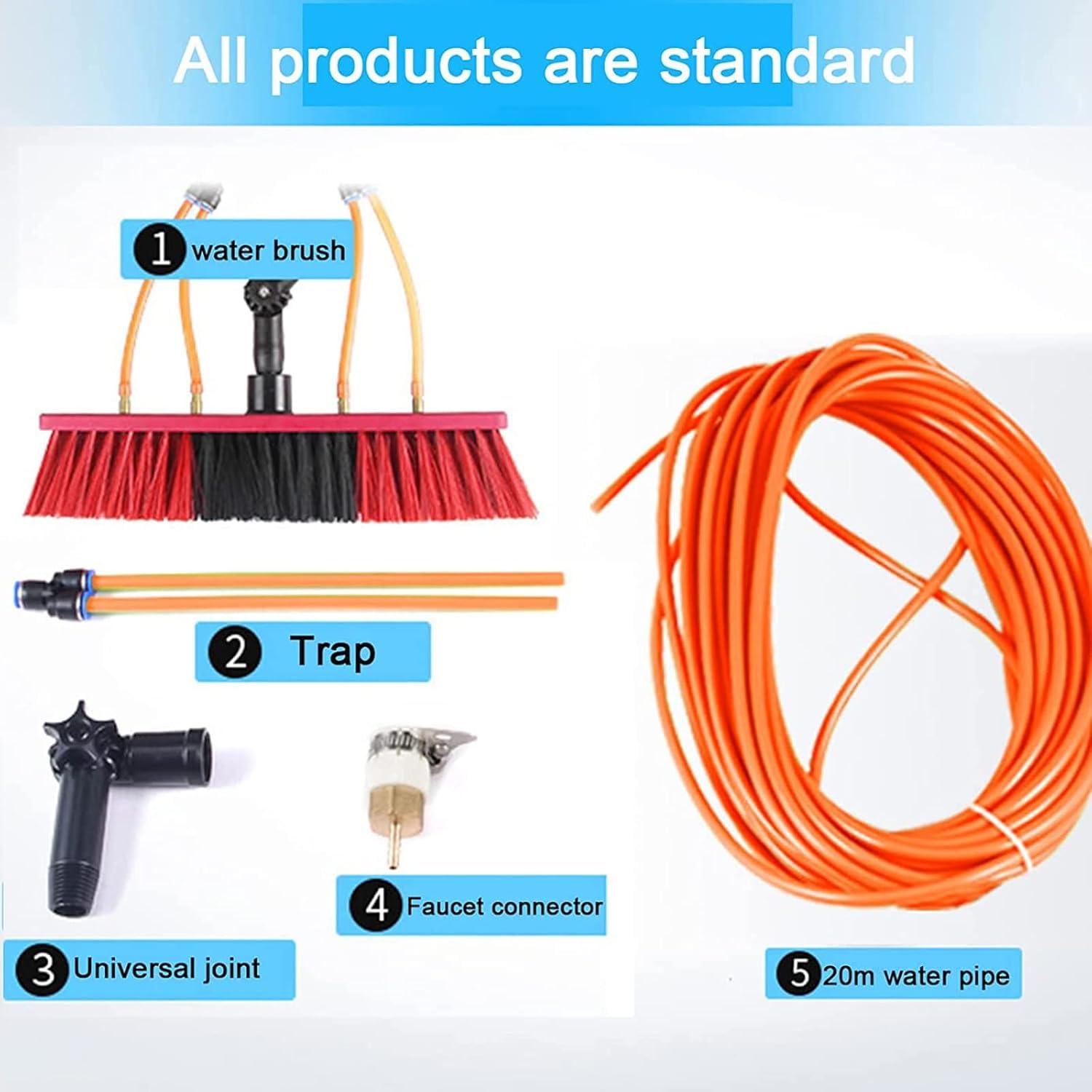 Kit di pulizia per pannelli solari alimentati ad acqua, tubo da 20 m e testina rotante per la pulizia delle finestre, strumento da 4 m, soluzione di pulizia efficiente ed ecologica