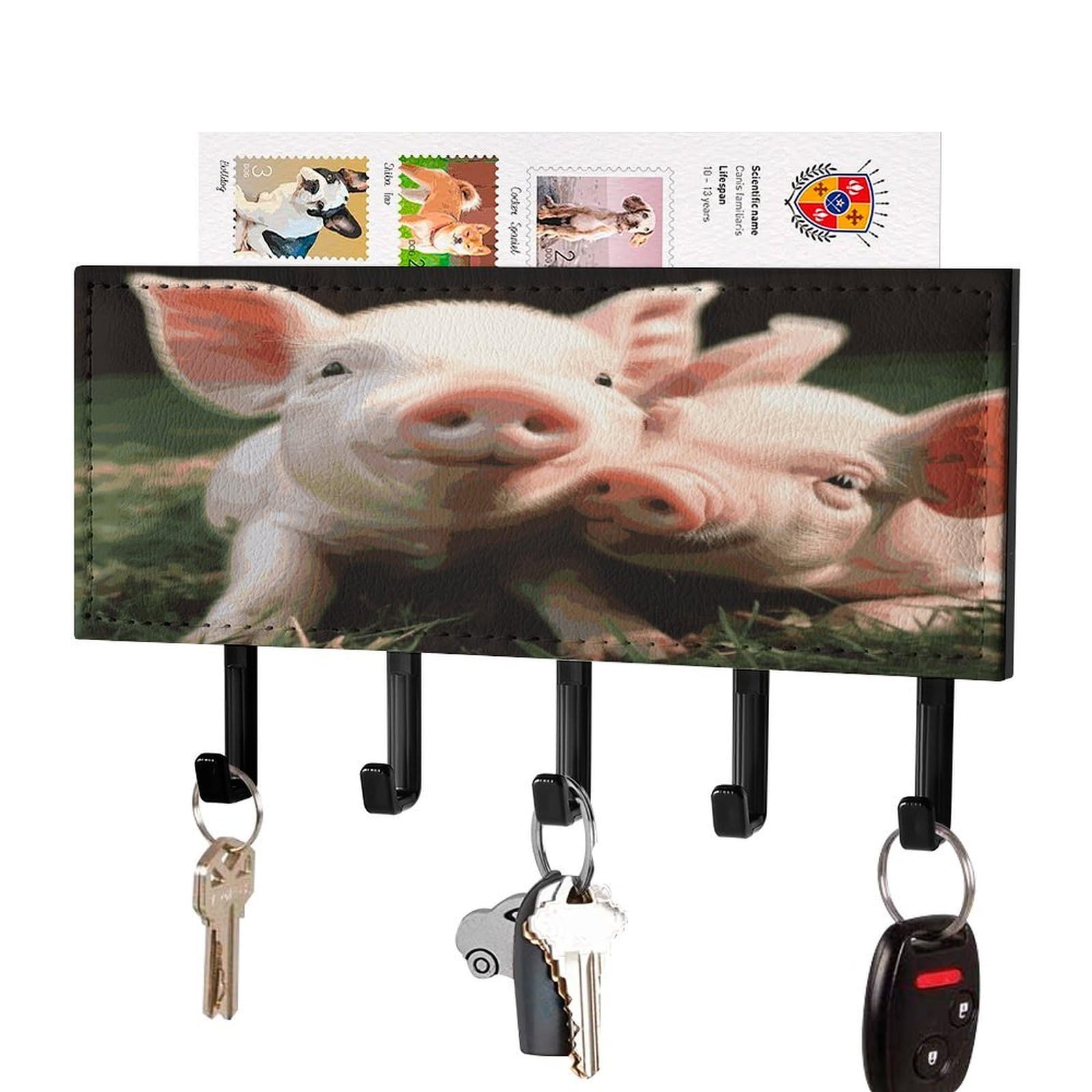 LDGSUPH Smiling Key Holder Wall Mount Key Hanger with 5 Hooks Fashion Key Organizer Rack Hanging Key Hooks with Mail Organizer Key Rack for Home Entryway Hallway Black-Style