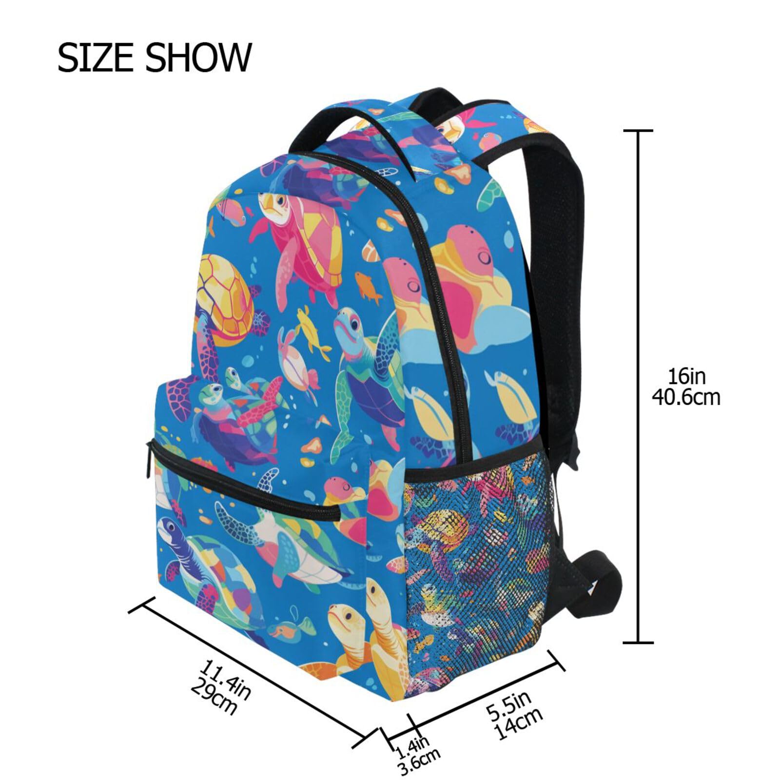 Tartarughe Marine Colorate Nuoto Zaino Scolastico per Ragazzi Ragazze,Borse per Libri e Studenti Alla Moda