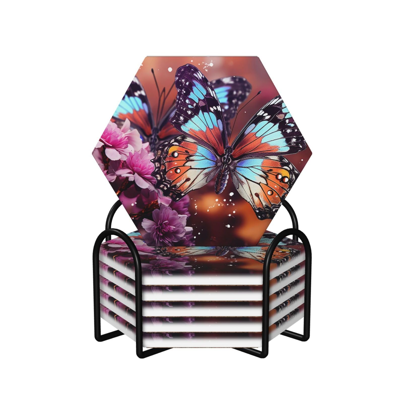 Dessous de verre en céramique papillons pour protéger votre table de salon avec élégance