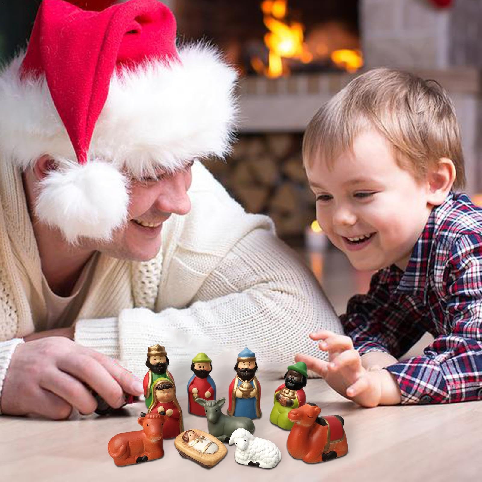 Set di statuette per presepe di Natale, statuette per la nascita | di Gesù per interni, 10 pezzi, decorazione natalizia per libreria, camera da , chiesa,