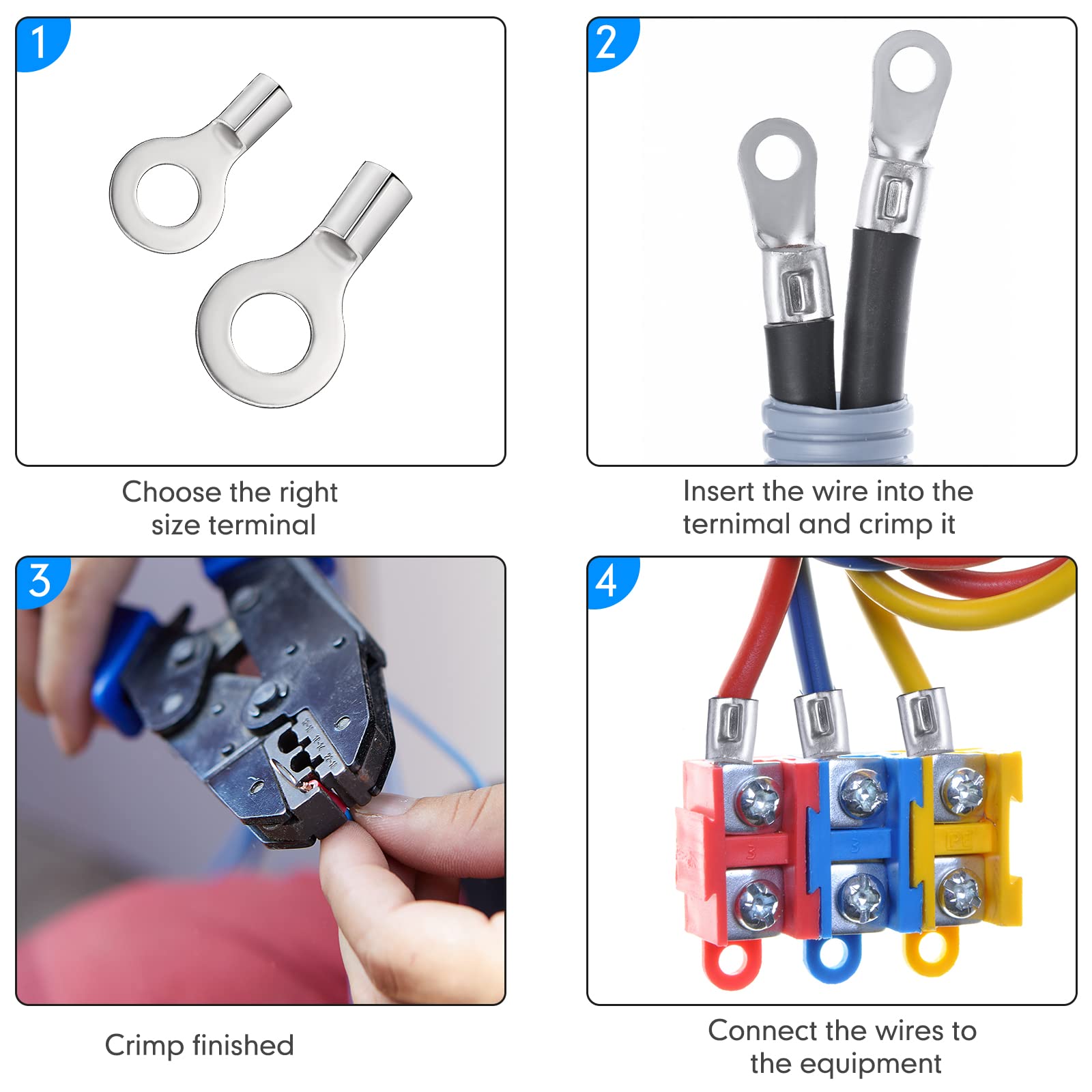 Connettori Terminali Ad Anello MOLEX – 12-10 AWG, 1/4 Perno, 25 Pezzi, USA