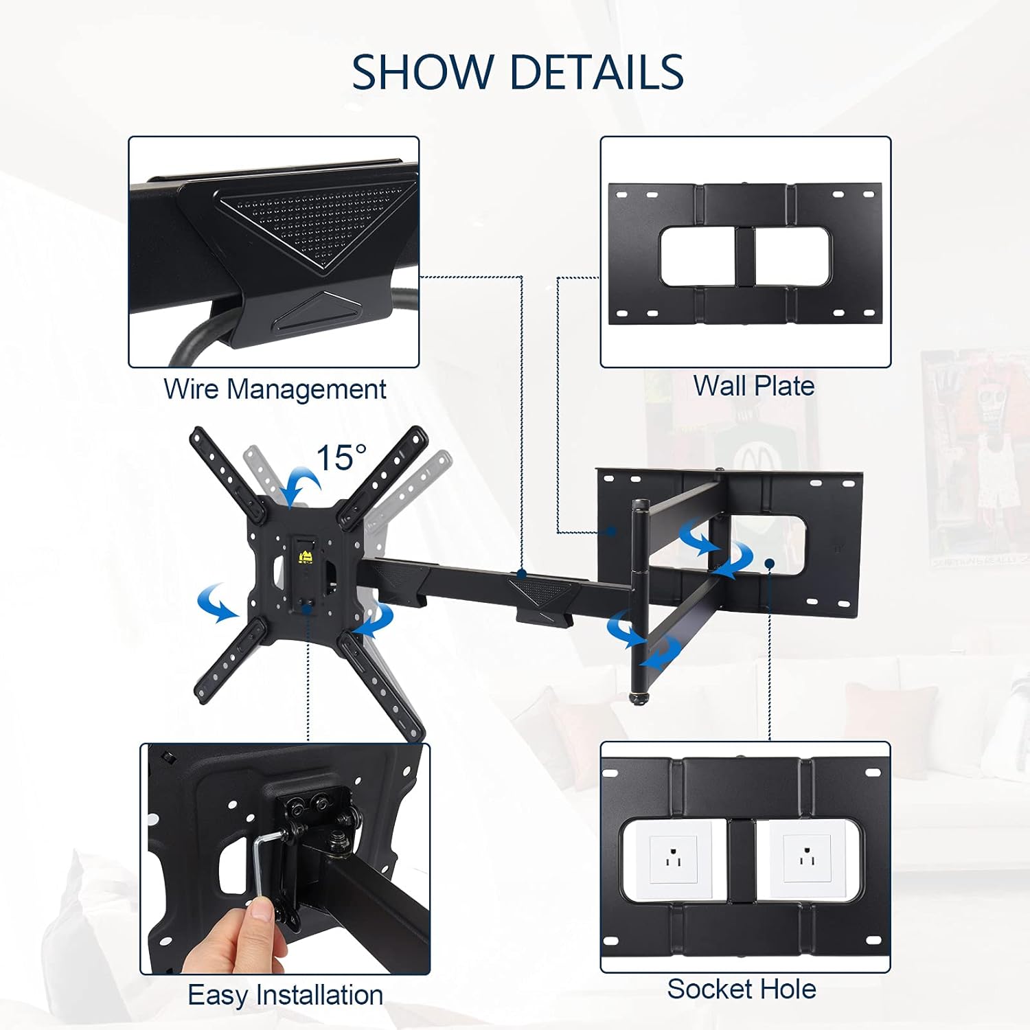 Buy MOUNT Long Arm TV Wall Mount,Full Motion TV Monitor Arm