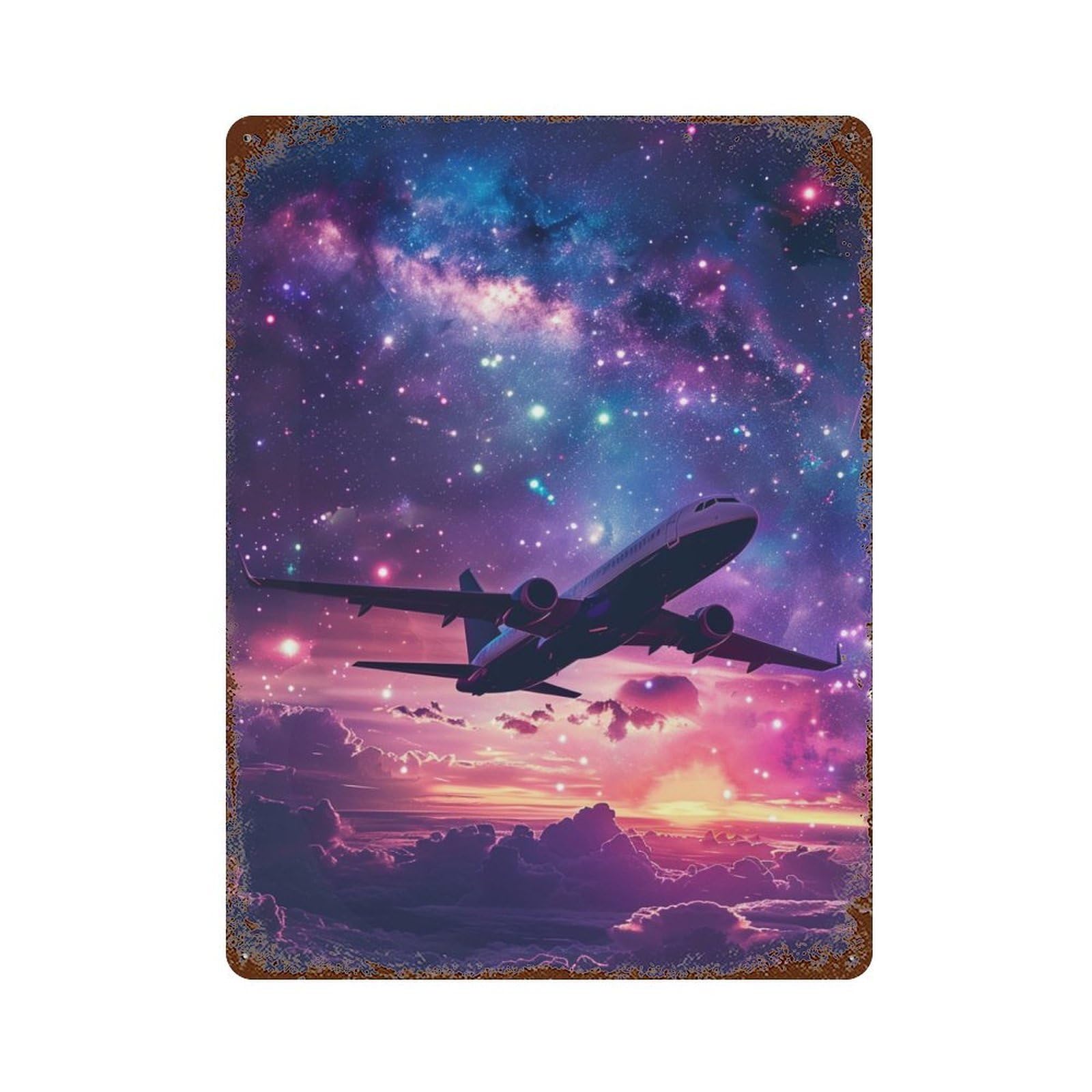 Galactic Flight Adventure Vintage Metal Tin Sign 15.7"x11.8", Farmhouse Wall Decor for Garage, Bar And Workshop Decor