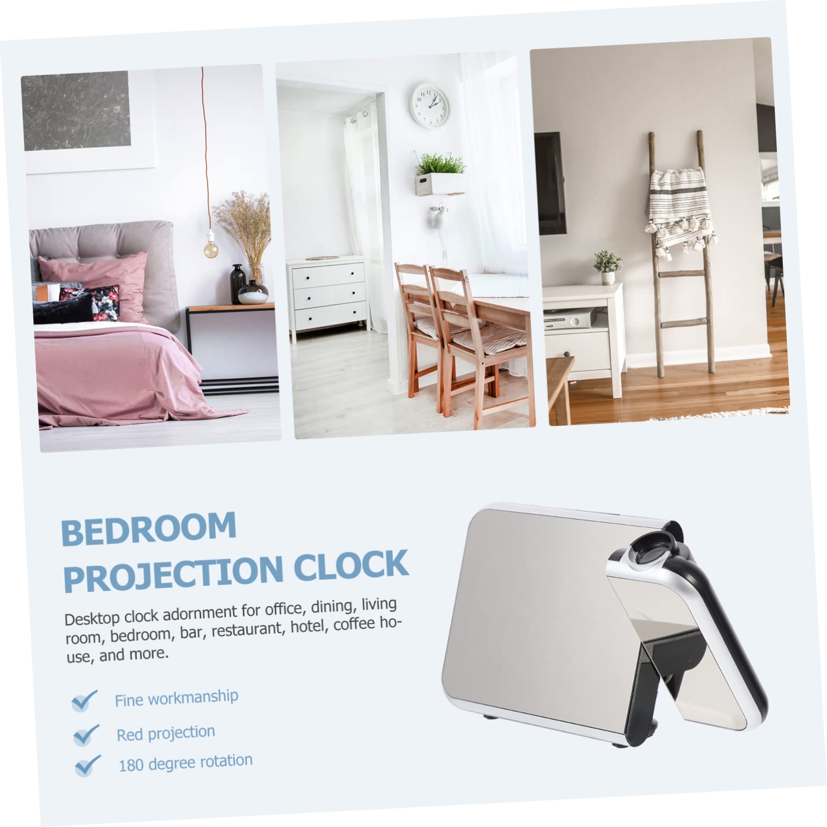 OUNONA Reloj Despertador Digital de Escritorio Proyector, Multifuncional Alarma y Pantalla Led, Material Plástico, Adecuado para Oficina y Sala de Estar