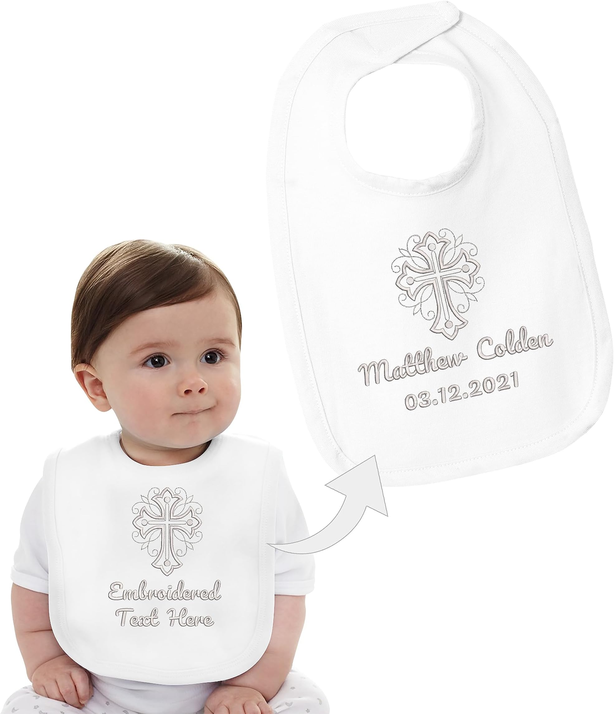 Stephan Baby Infant Boy/Girl Embroidered Christening Bib