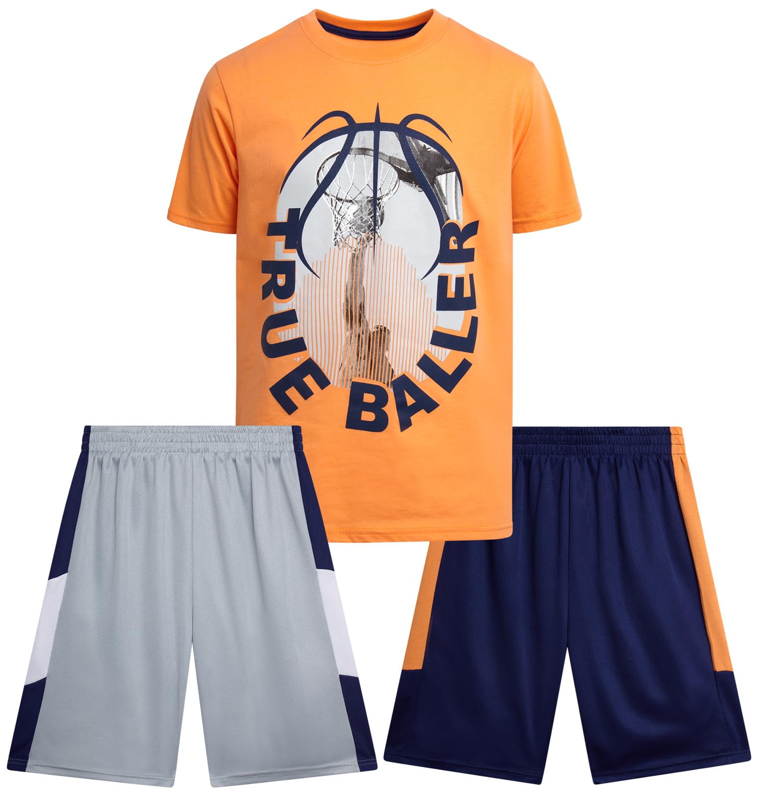Pro Athlete Active Boys Short Sets - 3 Piece Performance Short Sleeve T-Shirt and Dry Fit Shorts - Boys Athletic Sets (8-16)