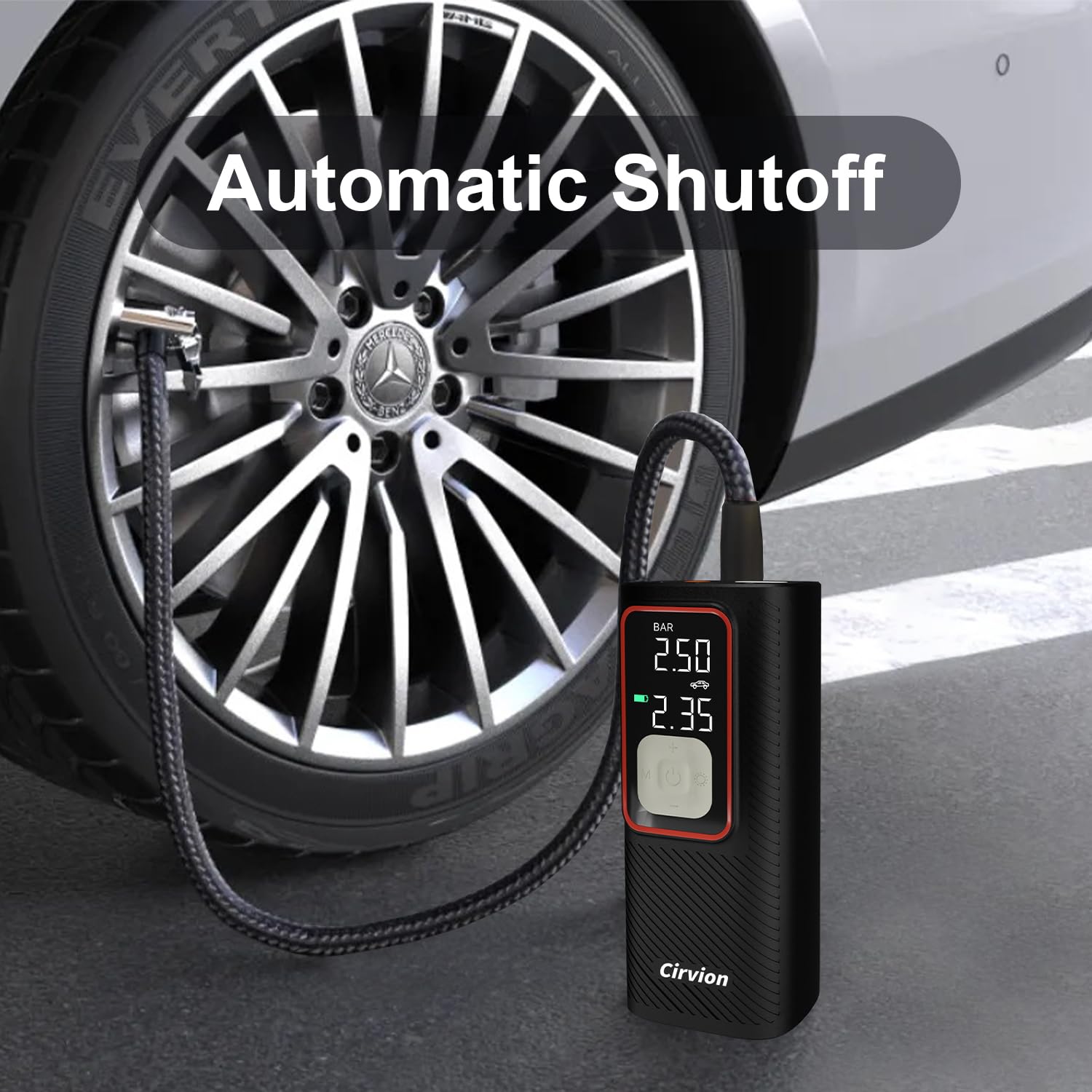 Tragbarer Luftkompressor für Autoreifen, 3X Schneller, 25000mAh 160PSI Kabelloser Luftkompressor mit Manometer, LED-Licht und Digitalanzeige für Auto, Pickup, LKW, Motor, Fahrrad