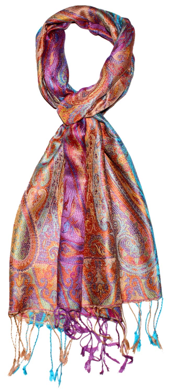 Lorenzo Cana - Sciarpa da donna in seta al 100%, con elegante motivo cachemire multicolore