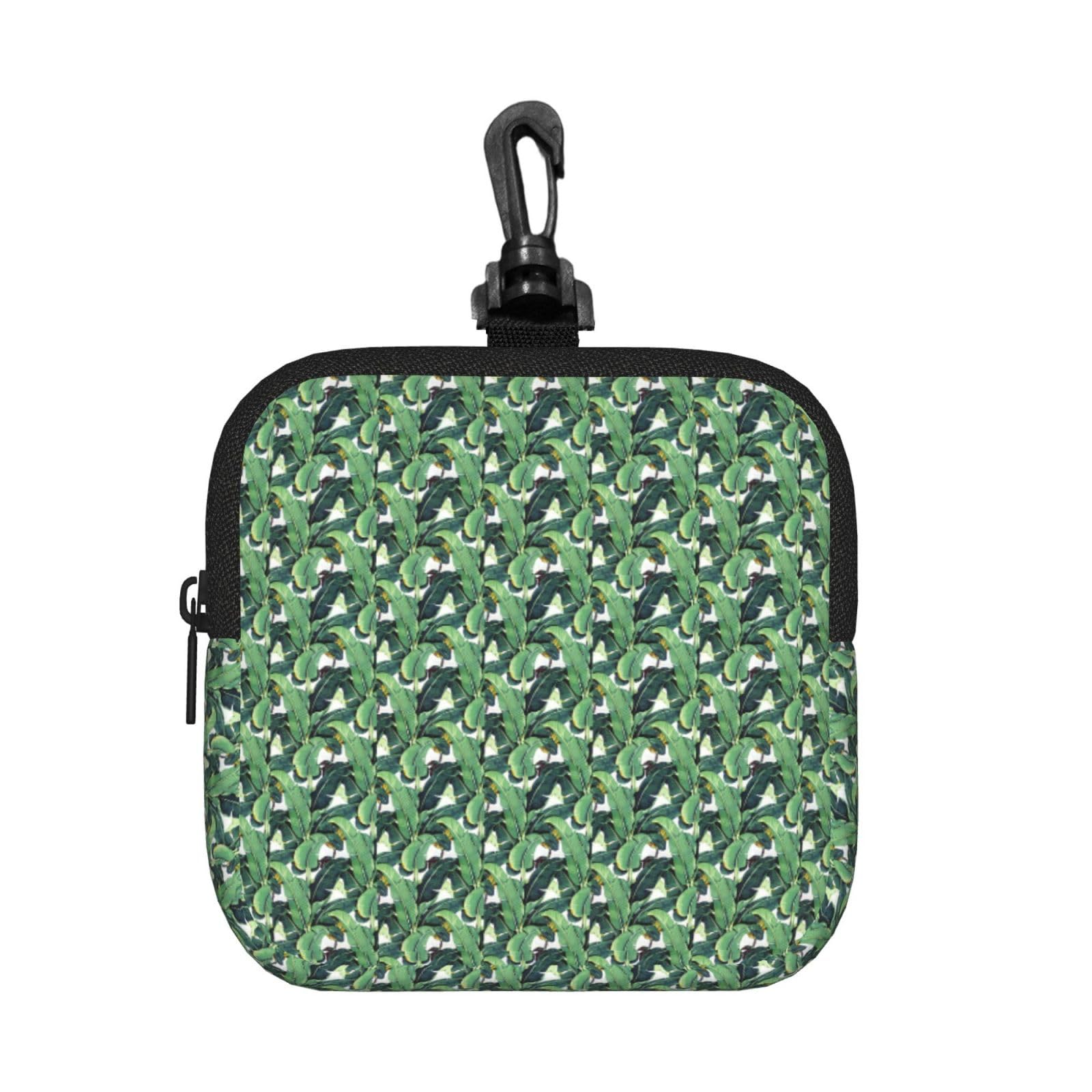 Tropical Banana Palm Leaves Print Square Storage Bag Travel Toiletry Cosmetic Organizer Pouch Lightweight Reusable